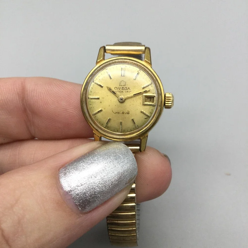 Vintage Omega Geneve 684 Automatic Womens Watch 21mm Gold Plated Date Swiss